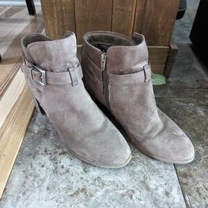 Brown suede heel booties - size 11